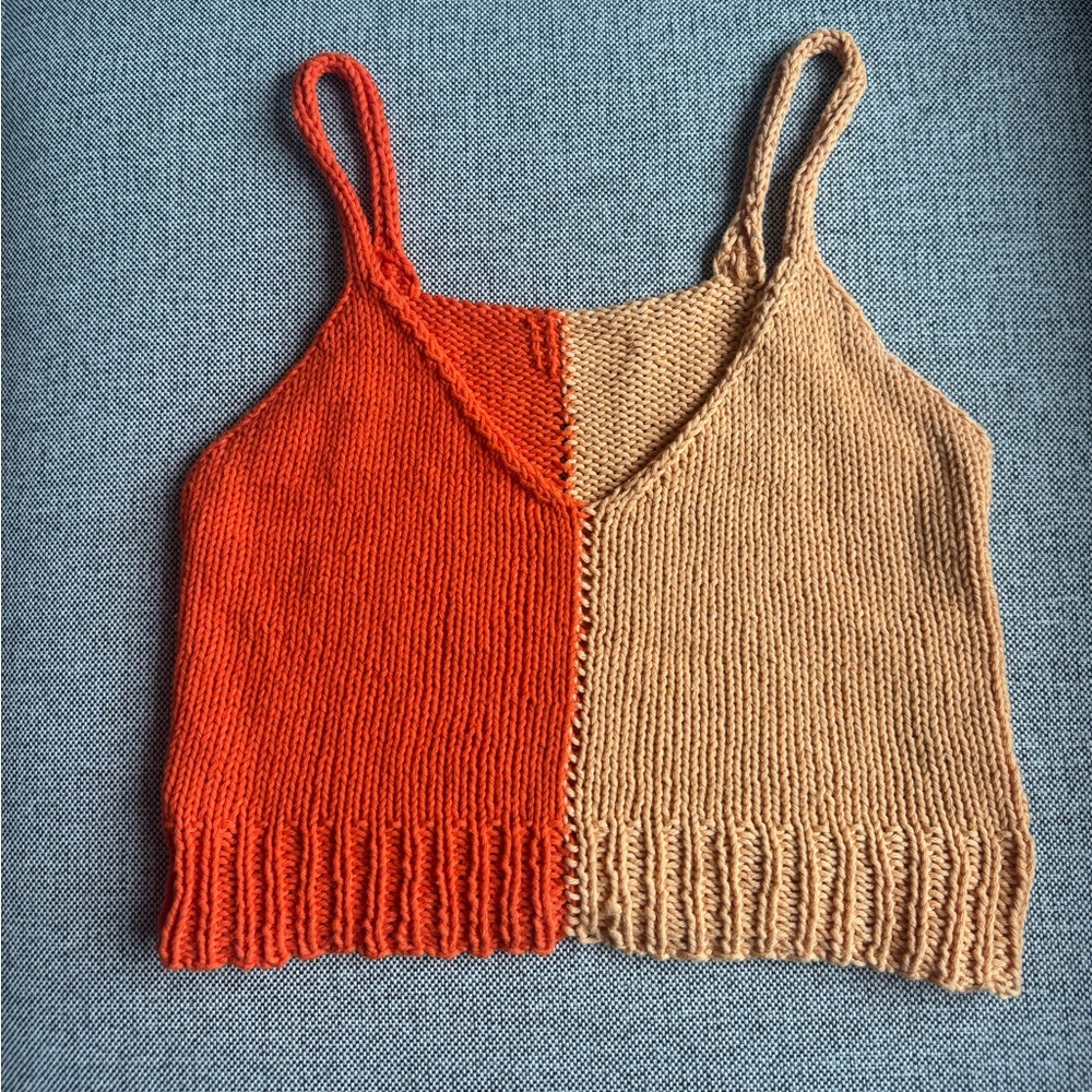 Orange Handmade Knit Women's Tanktop